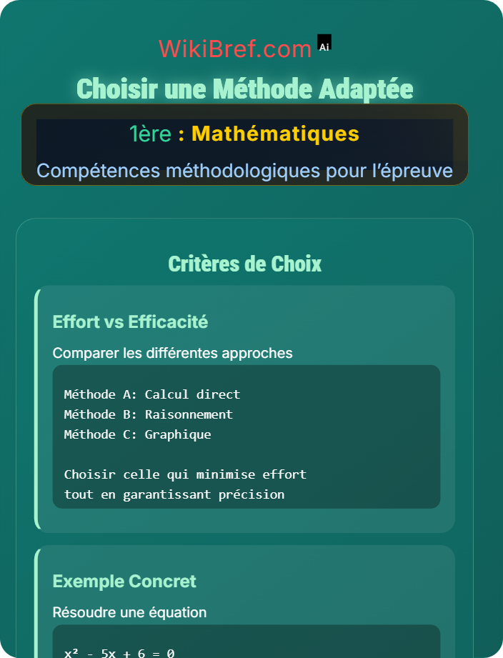 Choisir une méthode adaptée Stratégies de résolution