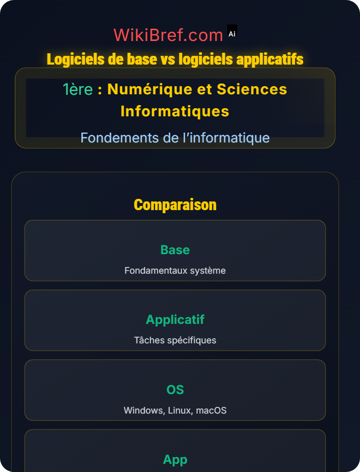 Logiciels de base vs logiciels applicatifs Systèmes et logiciels