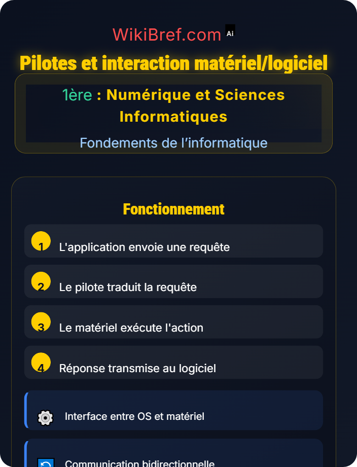 Pilotes et interaction matériel/logiciel Systèmes et logiciels