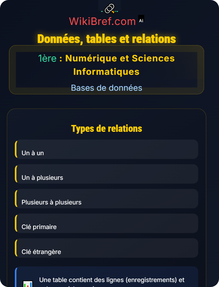 Données, tables et relations Concepts fondamentaux