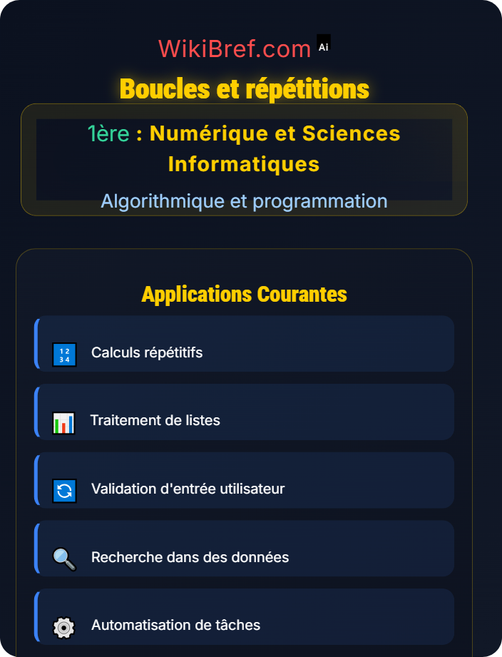 Boucles et répétitions Notions de base d’algorithmique