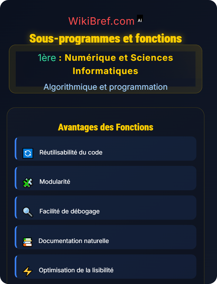 Sous-programmes et fonctions Notions de base d’algorithmique