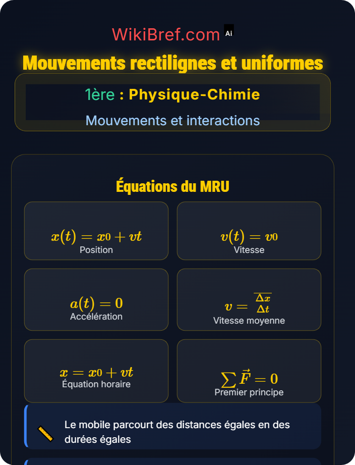 Mouvements rectilignes et uniformes Cinématique et description du mouvement