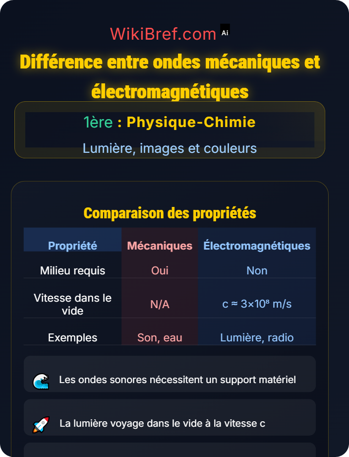 Différence entre ondes mécaniques et électromagnétiques Caractéristiques des ondes