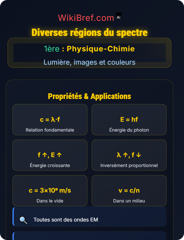 Diverses régions du spectre Spectre électromagnétique