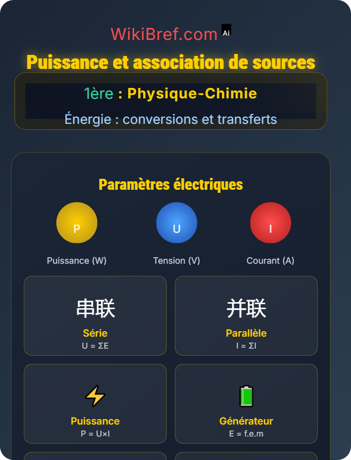 Puissance et association de sources Énergie électrique