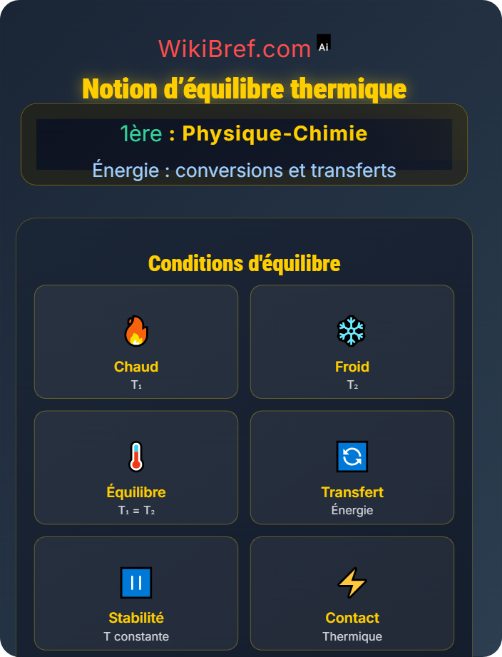 Notion d’équilibre thermique Échanges et transferts thermiques