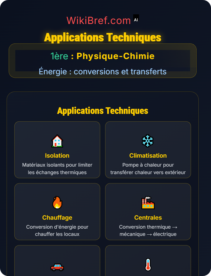 Applications techniques Échanges et transferts thermiques
