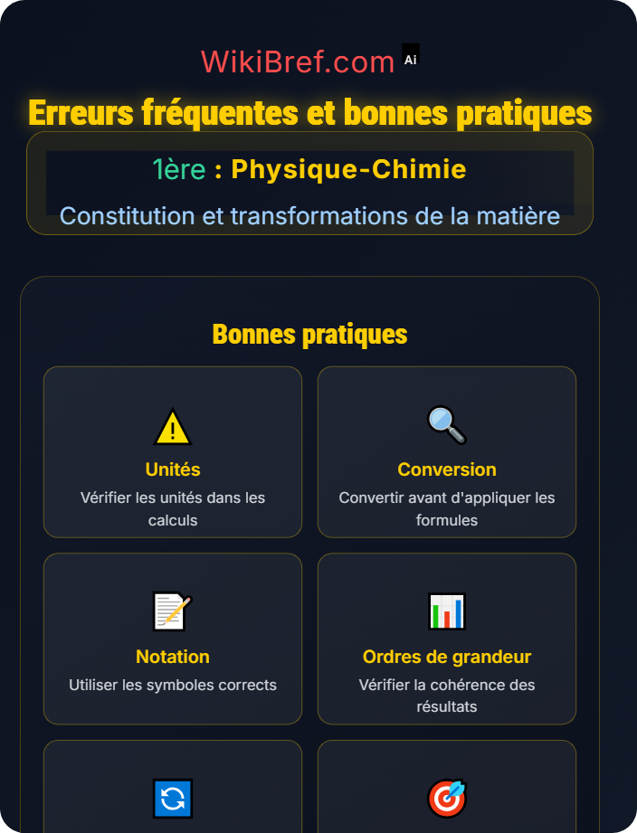 Erreurs fréquentes et bonnes pratiques La mole et les grandeurs associées