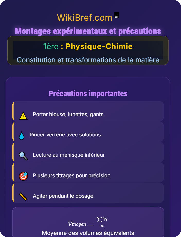 Montages expérimentaux et précautions Dosages par titrage