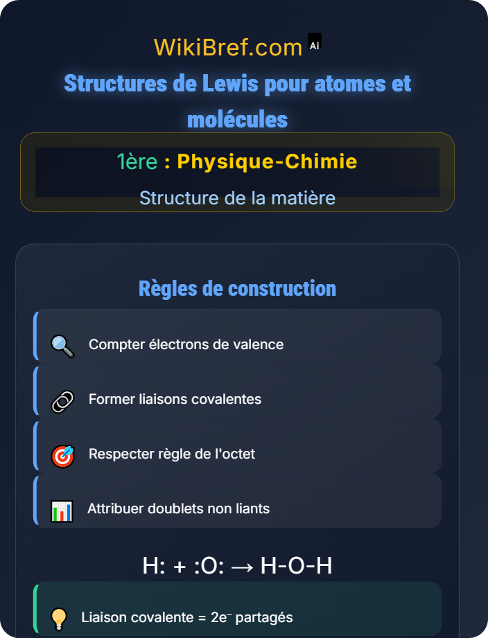 Structures de Lewis pour atomes et molécules Représentation des entités chimiques