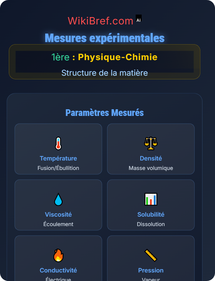 Mesures expérimentales Cohésion et états de la matière