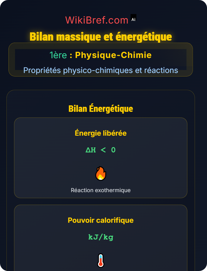 Bilan massique et énergétique Réactions de combustion