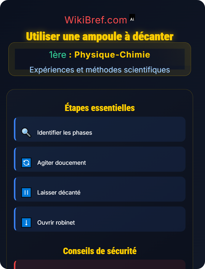 Utiliser une ampoule à décanter Utilisation d’outils et d’instruments