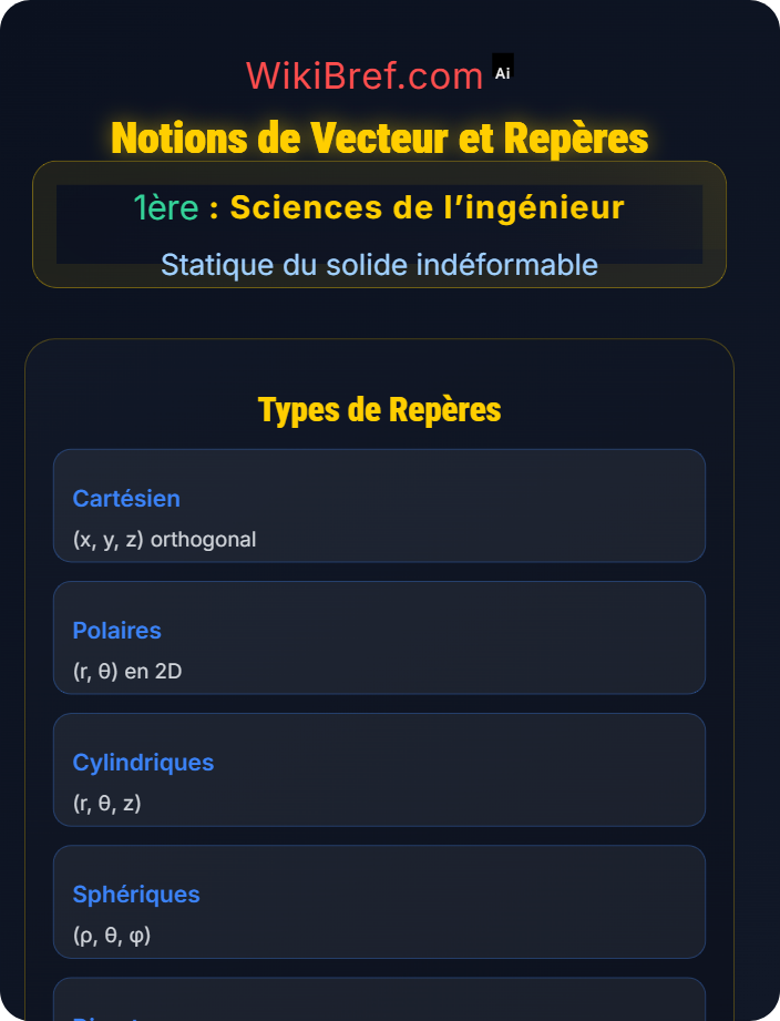 Notions de vecteur et repères Calcul vectoriel appliqué