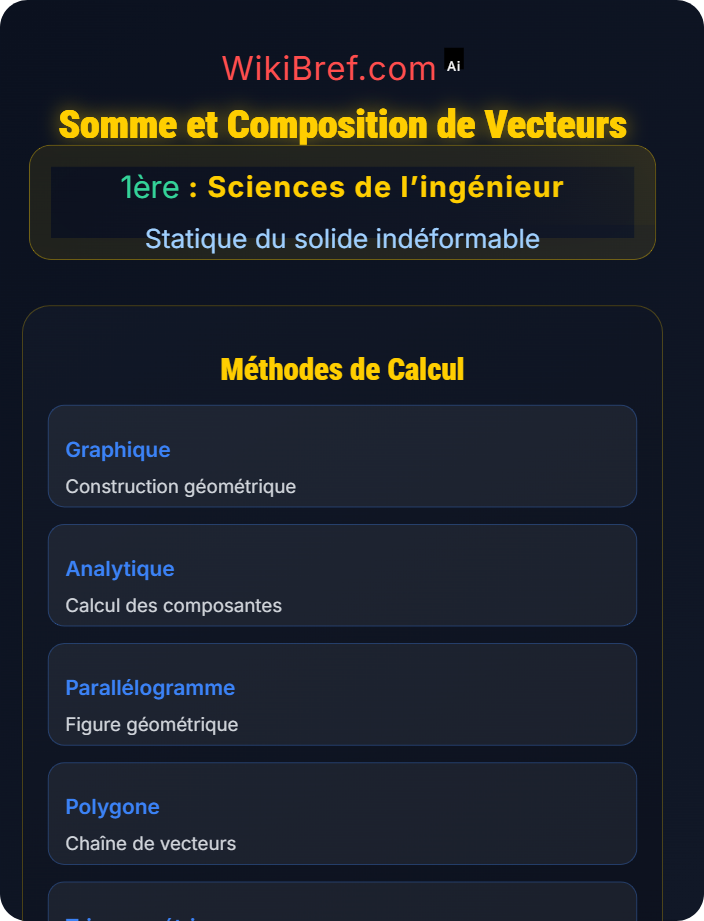 Somme et composition de vecteurs Calcul vectoriel appliqué