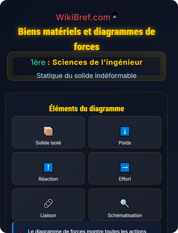 Biens matériels et diagrammes de forces Modélisation des actions mécaniques