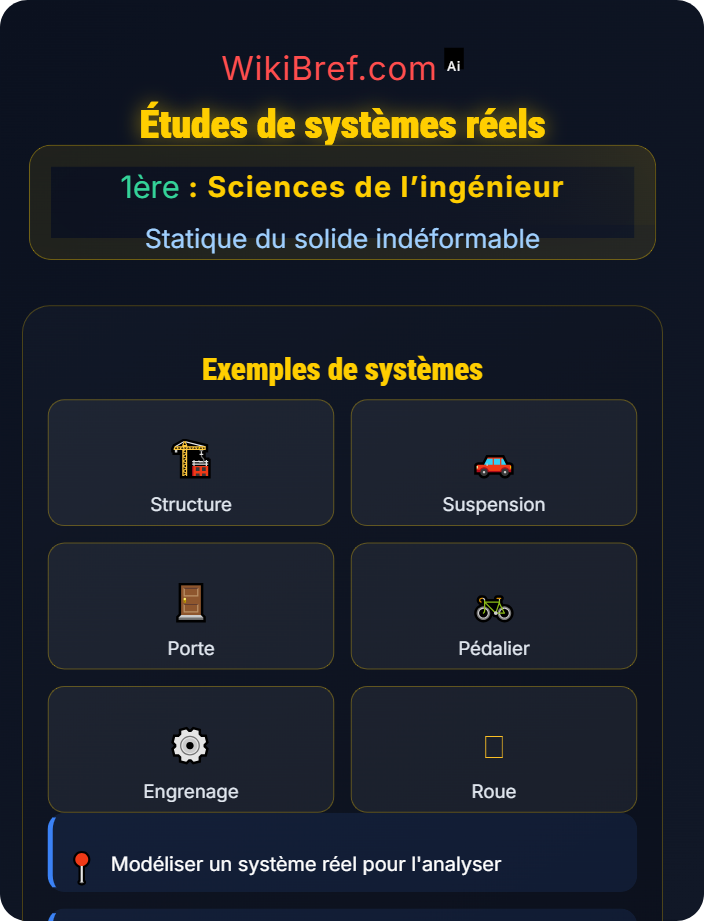 Études de systèmes réels Modélisation des actions mécaniques