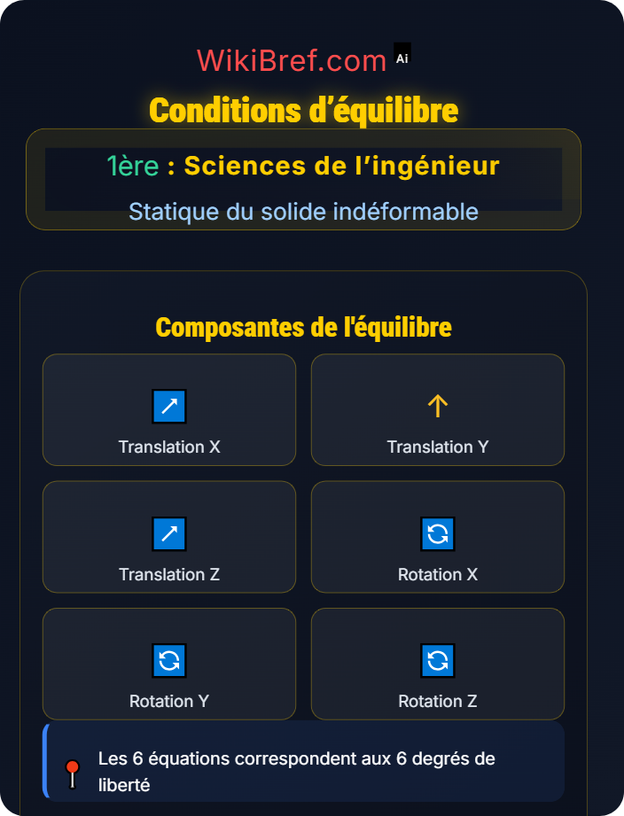 Conditions d’équilibre Principe fondamental de la statique