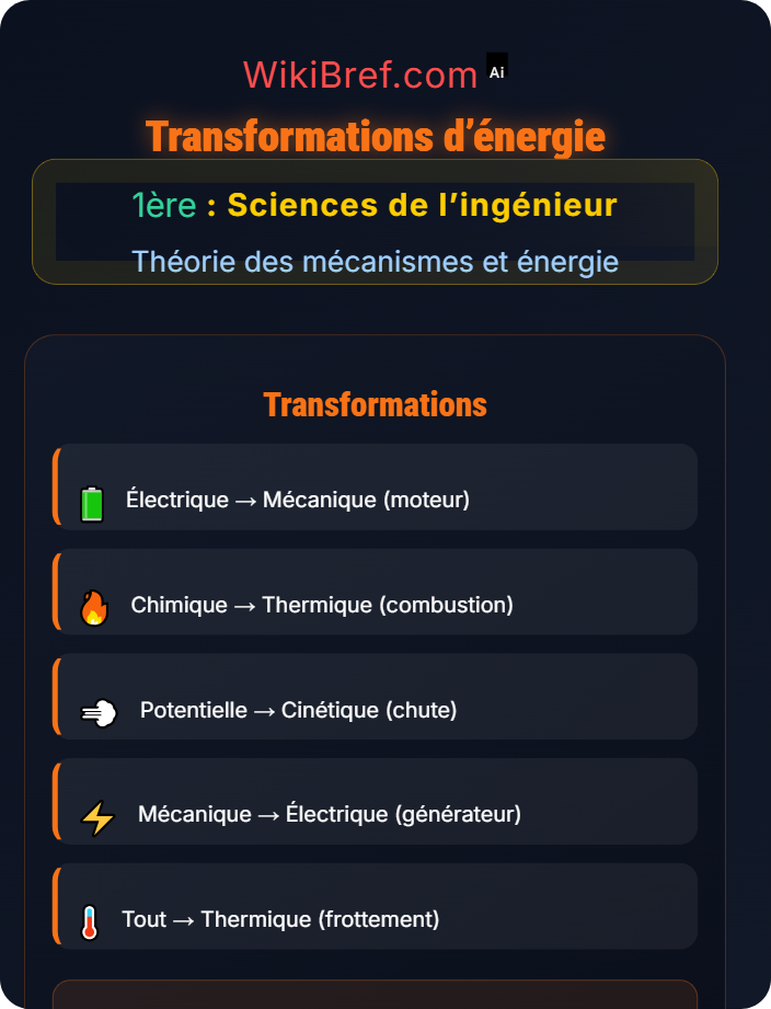 Transformations d’énergie Énergie et puissance dans les systèmes