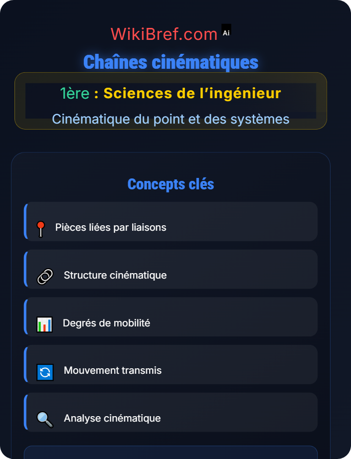 Chaînes cinématiques Cinématique des systèmes mécaniques