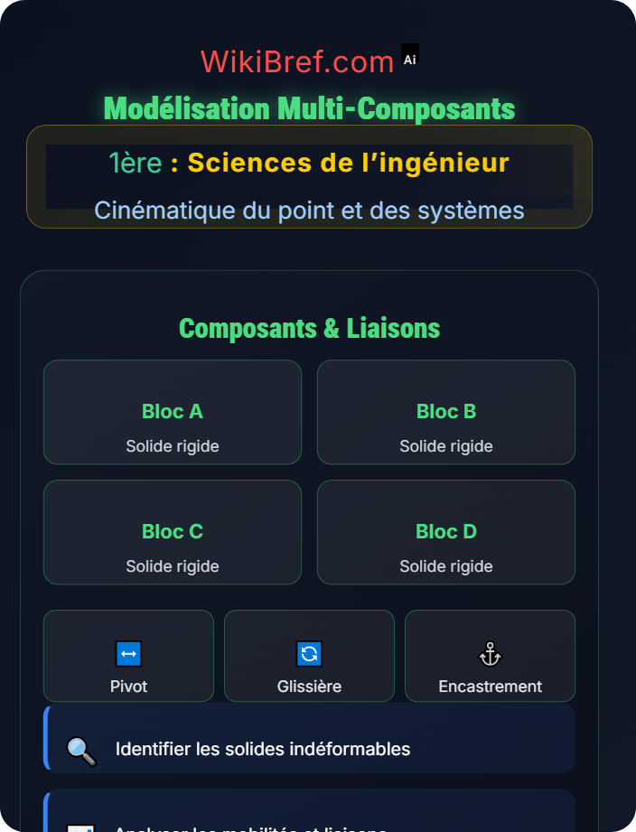 Modélisation multi‑composants Cinématique des systèmes mécaniques