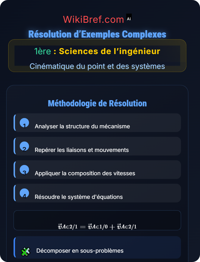 Résolution d’exemples complexes Cinématique des systèmes mécaniques