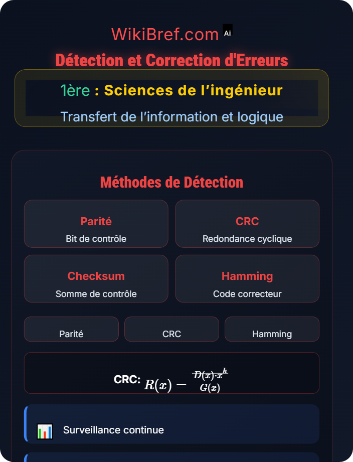 Détection et correction d’erreurs Codage de l’information