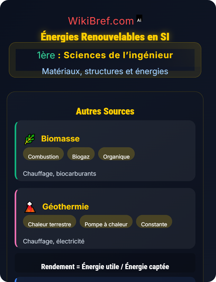 Énergies renouvelables en SI Énergies et sources