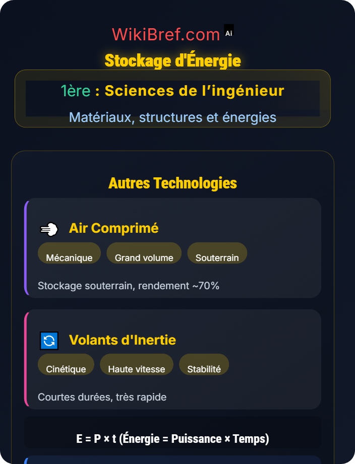 Stockage d’énergie Énergies et sources