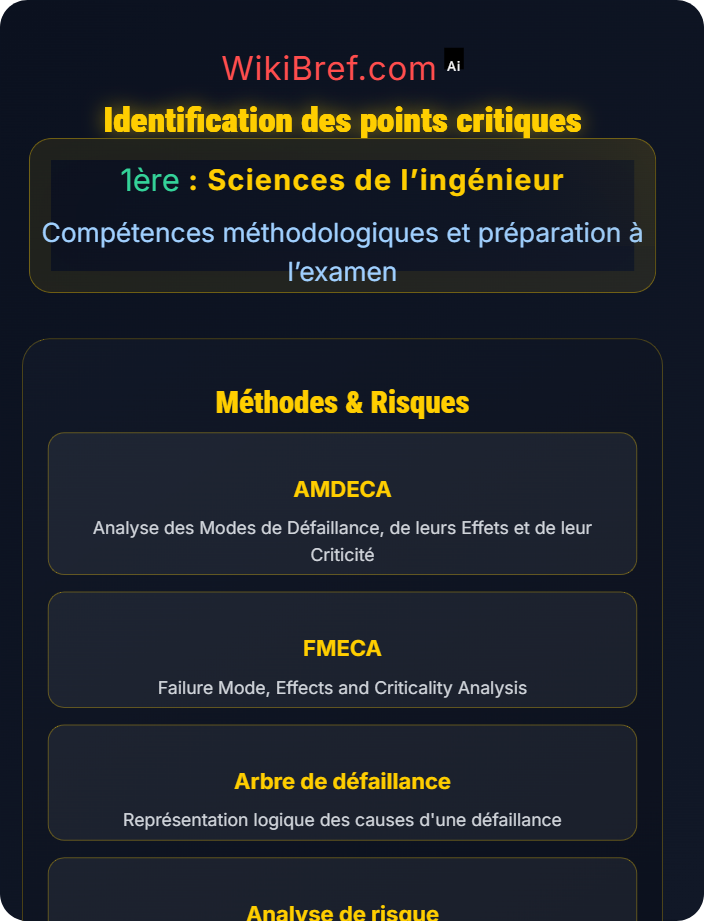 Identification des points critiques Méthodes d’analyse systémique