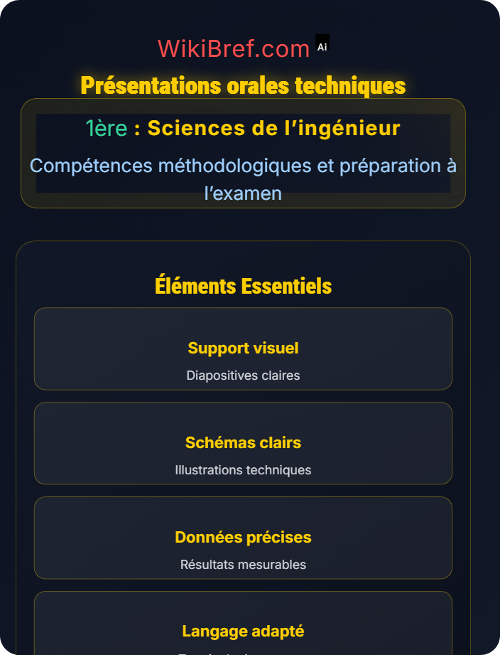 Présentations orales techniques Communication des résultats techniques