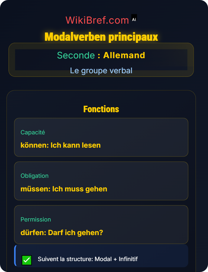 Modalverben principaux Verbes modaux