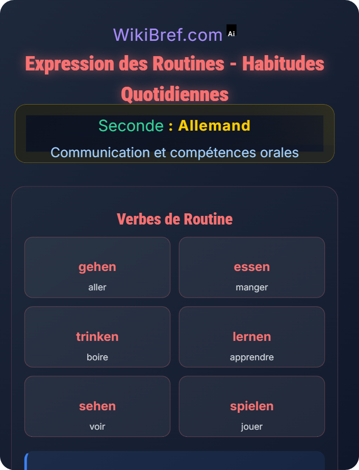 Expression des routines Parler de ses études et de son emploi du temps