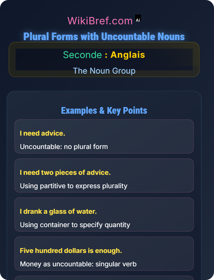 Plural forms with uncountable nouns Plural Formation and Exceptions